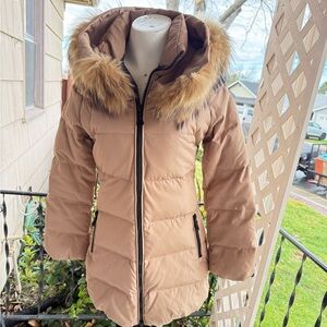 Moncler  Tan Puffer Jacket with Faux Fur Trim, long was $1500 new $300